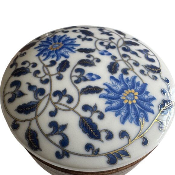 Lotus Flower Loose Leaf Teapot 3 Cups Strainer Lid Blue White Floral Meditation - Picture 14 of 16